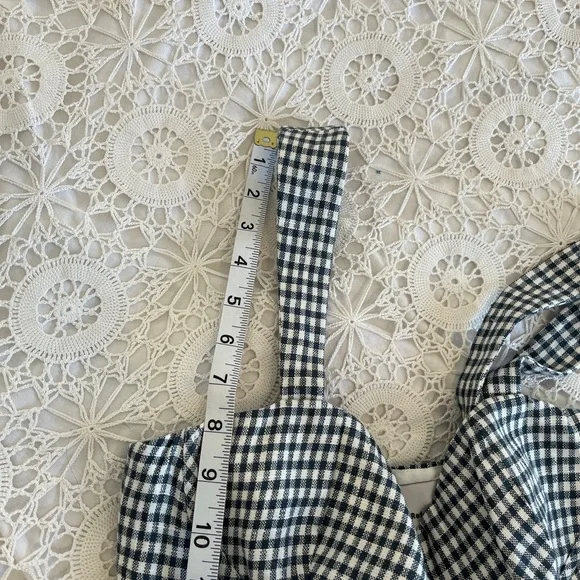 Reformation green gingham peplum bustier sleeveless tank top - Picture 8 of 12